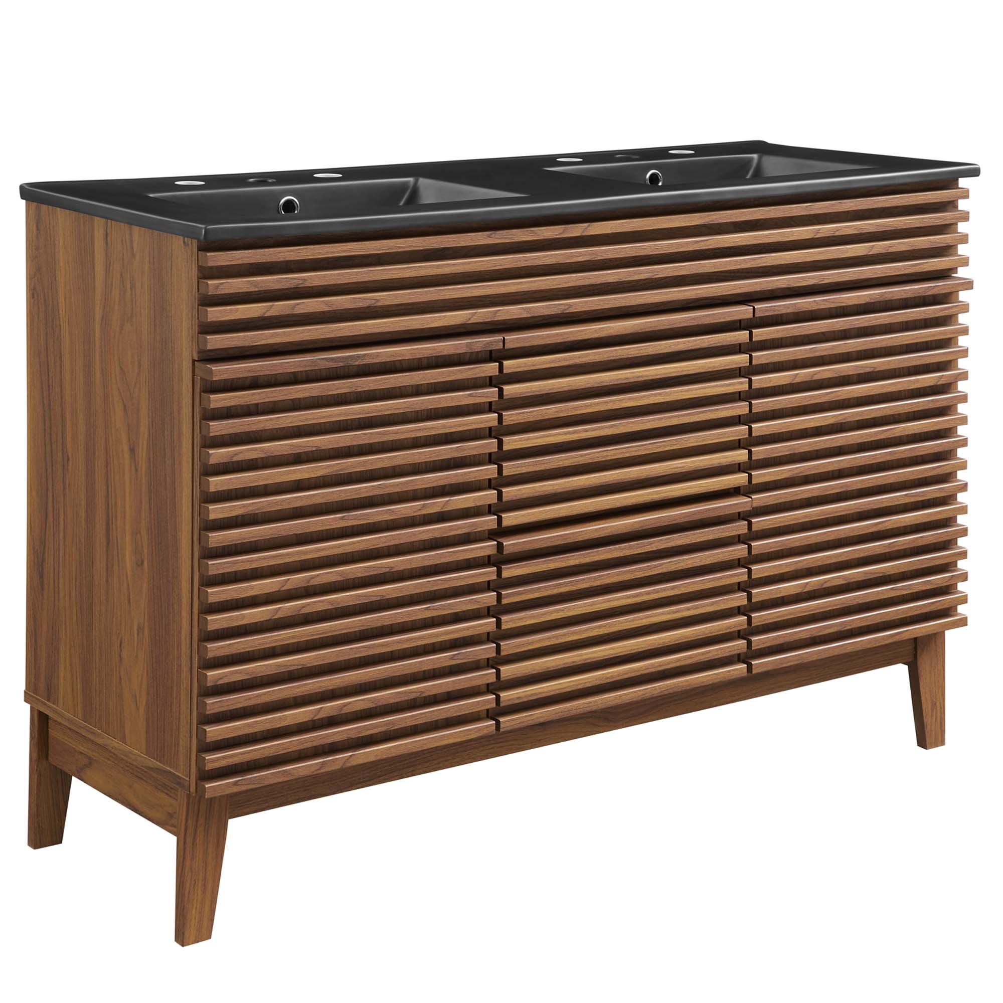 Render 48" Double Sink Bathroom Vanity - Walnut Black