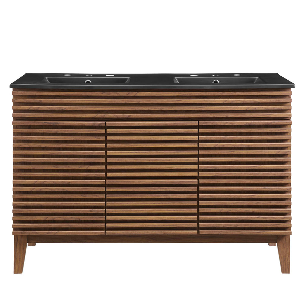 Render 48" Double Sink Bathroom Vanity - Walnut Black