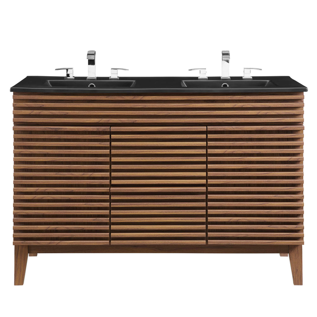 Render 48" Double Sink Bathroom Vanity - Walnut Black