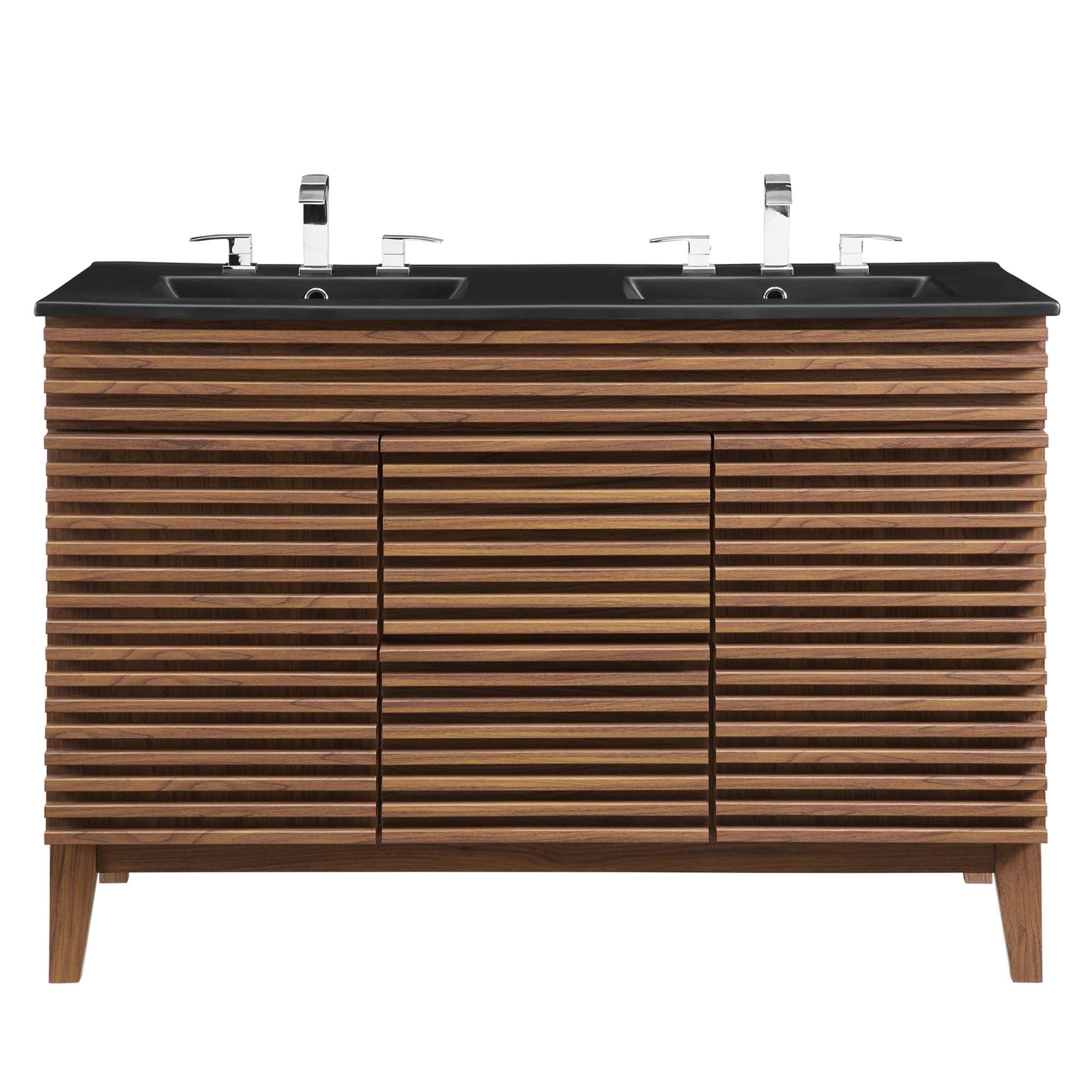 Render 48" Double Sink Bathroom Vanity - Walnut Black