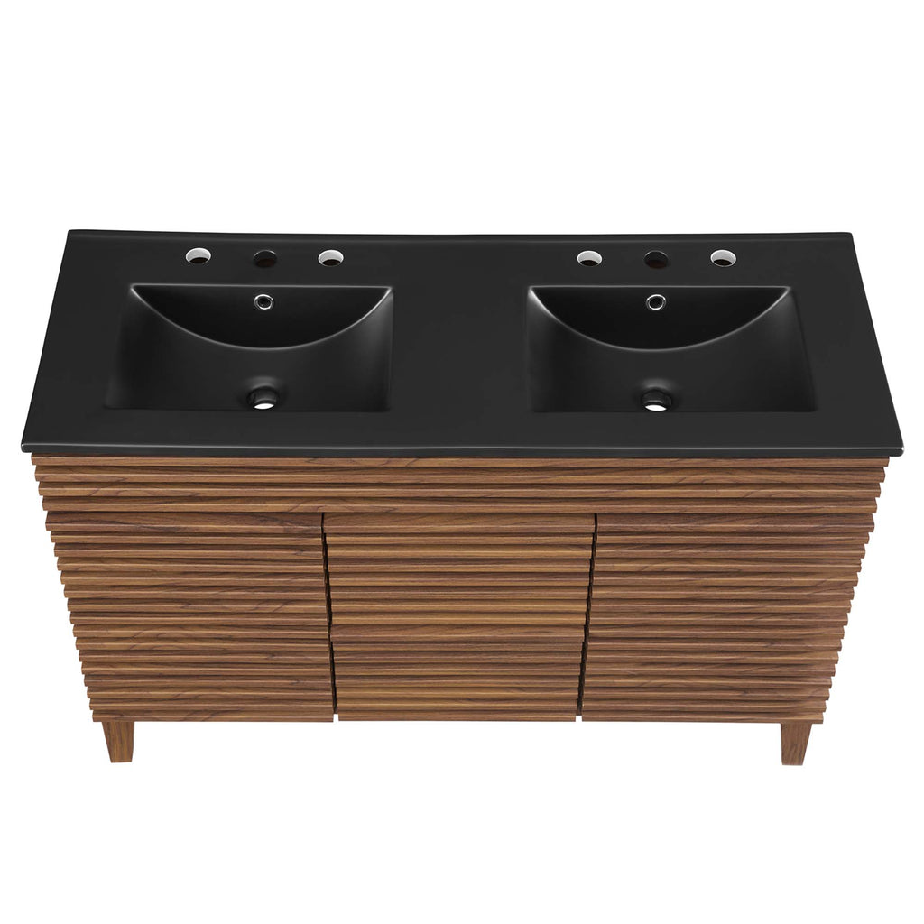 Render 48" Double Sink Bathroom Vanity - Walnut Black