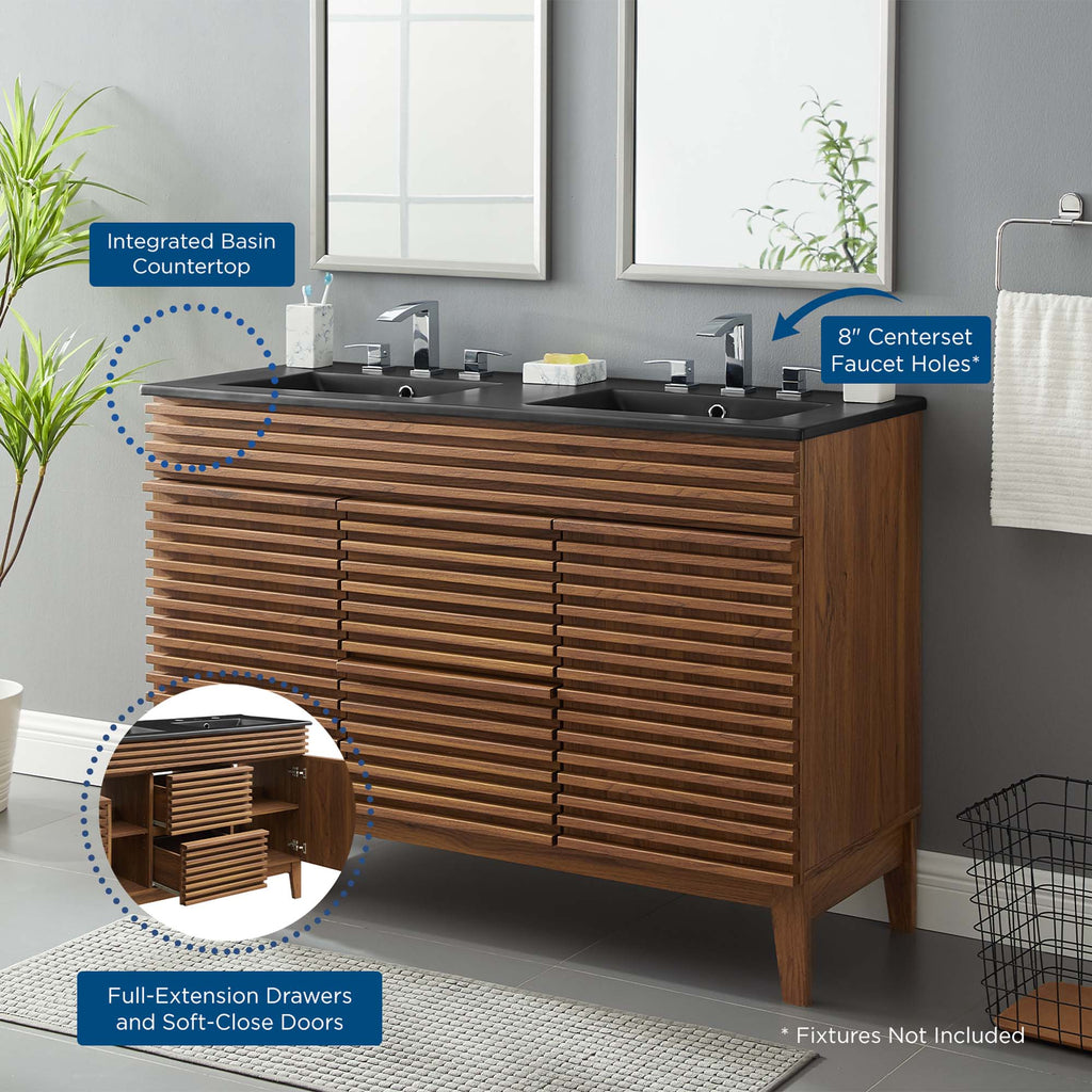 Render 48" Double Sink Bathroom Vanity - Walnut Black