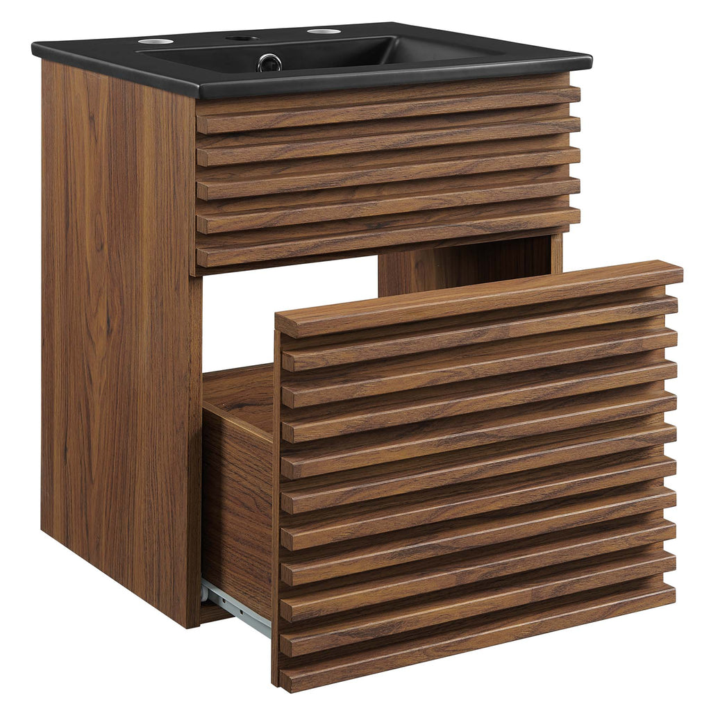 Render 18" Wall-Mount Bathroom Vanity - Walnut Black