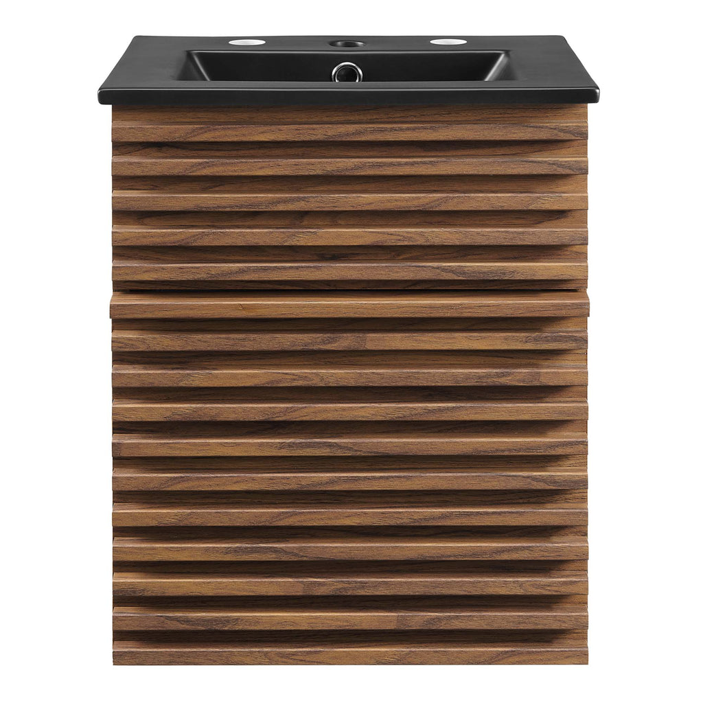 Render 18" Wall-Mount Bathroom Vanity - Walnut Black