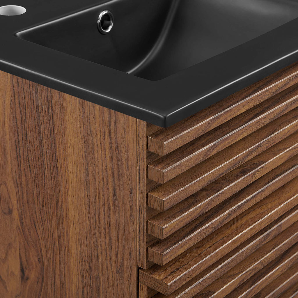 Render 18" Wall-Mount Bathroom Vanity - Walnut Black