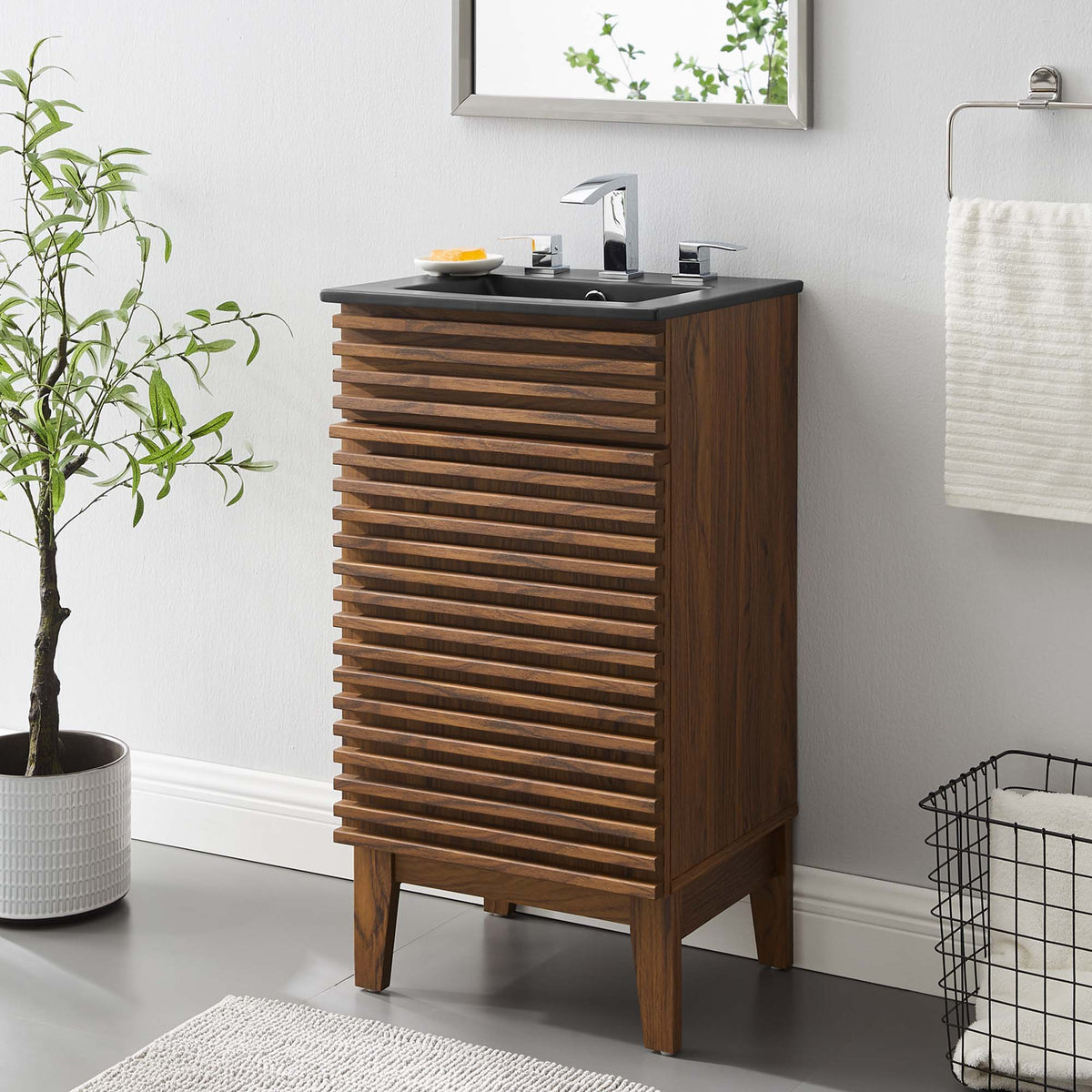 Render 18" Bathroom Vanity - Walnut Black