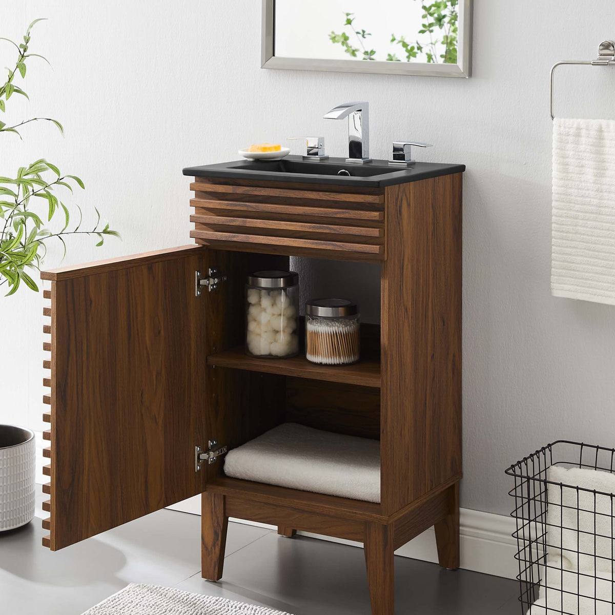 Render 18" Bathroom Vanity - Walnut Black