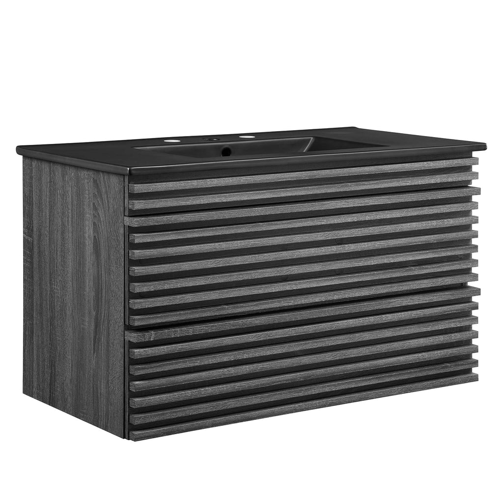 Render 36" Wall-Mount Bathroom Vanity - Charcoal Black