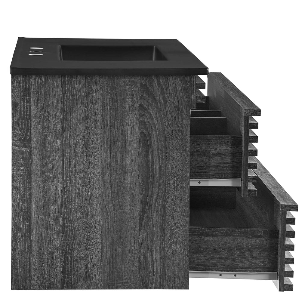 Render 36" Wall-Mount Bathroom Vanity - Charcoal Black