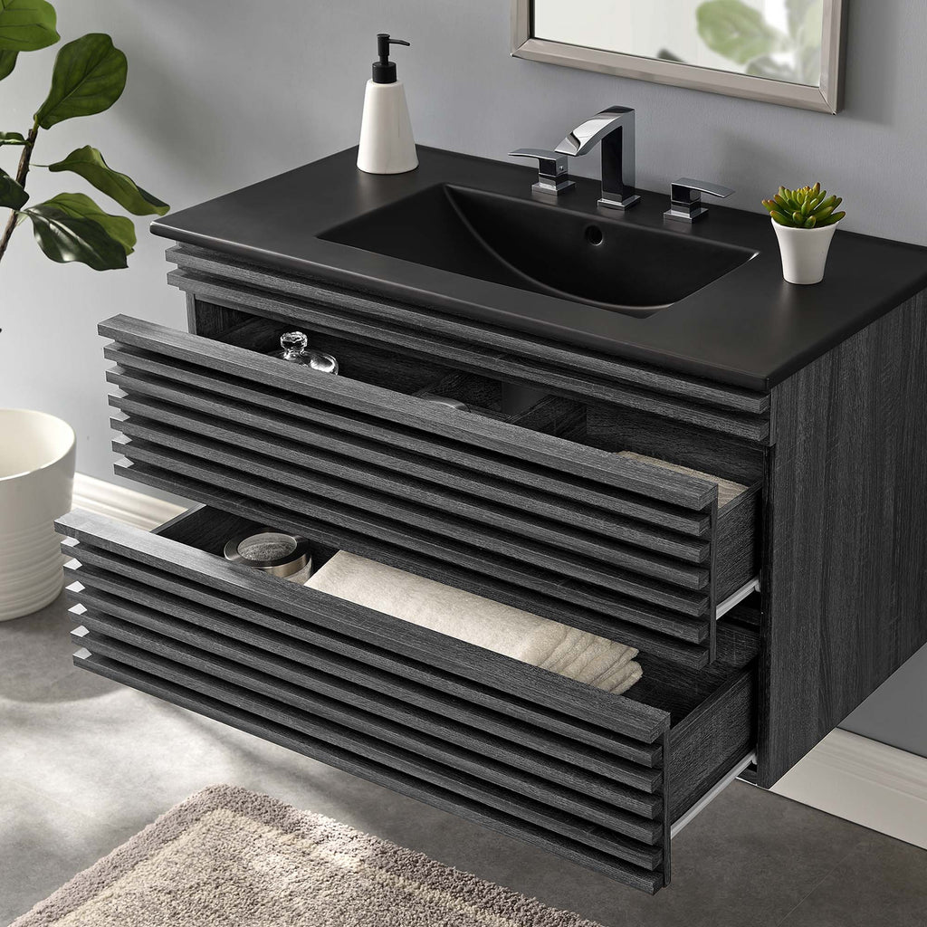 Render 36" Wall-Mount Bathroom Vanity - Charcoal Black