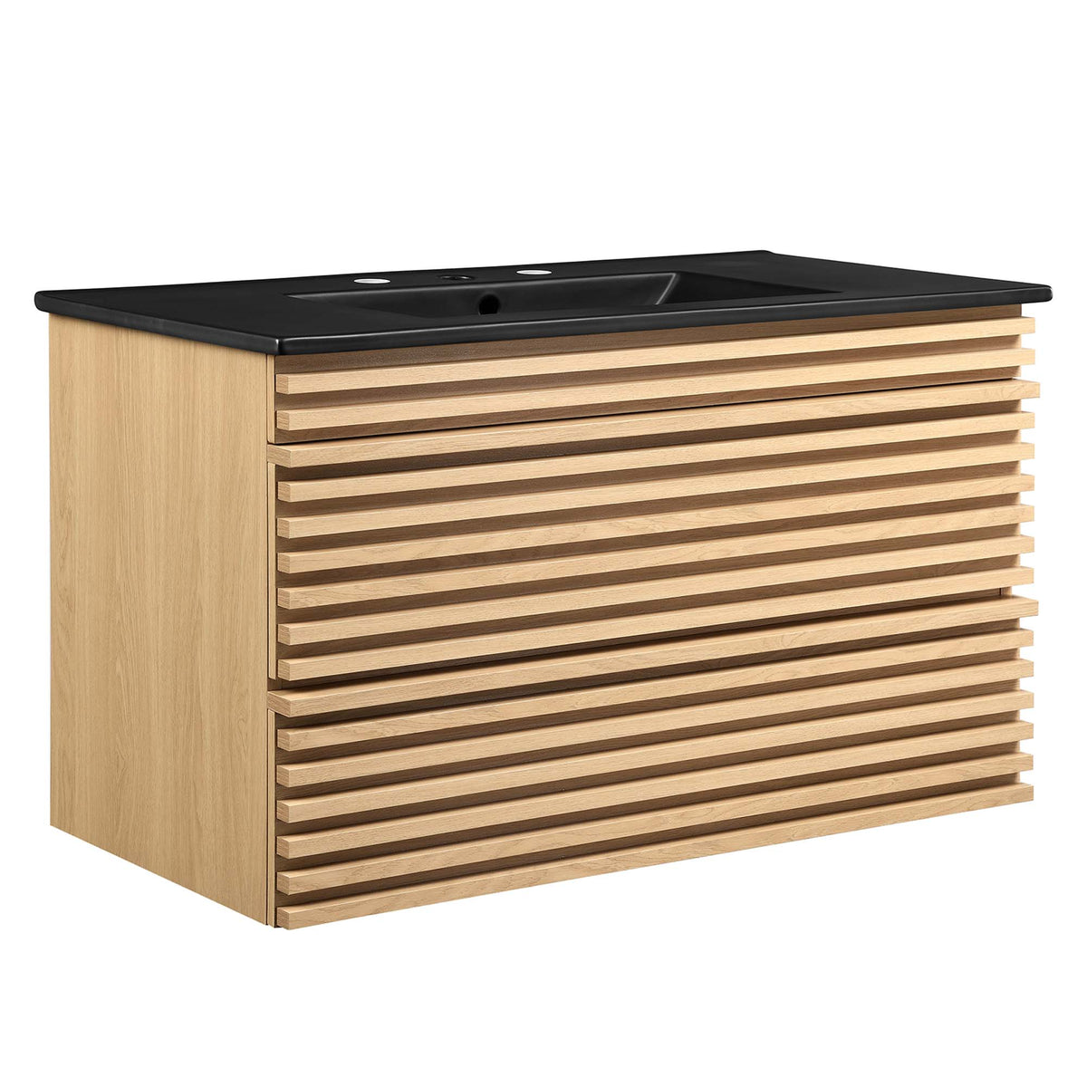 Render 36" Wall-Mount Bathroom Vanity - Oak Black