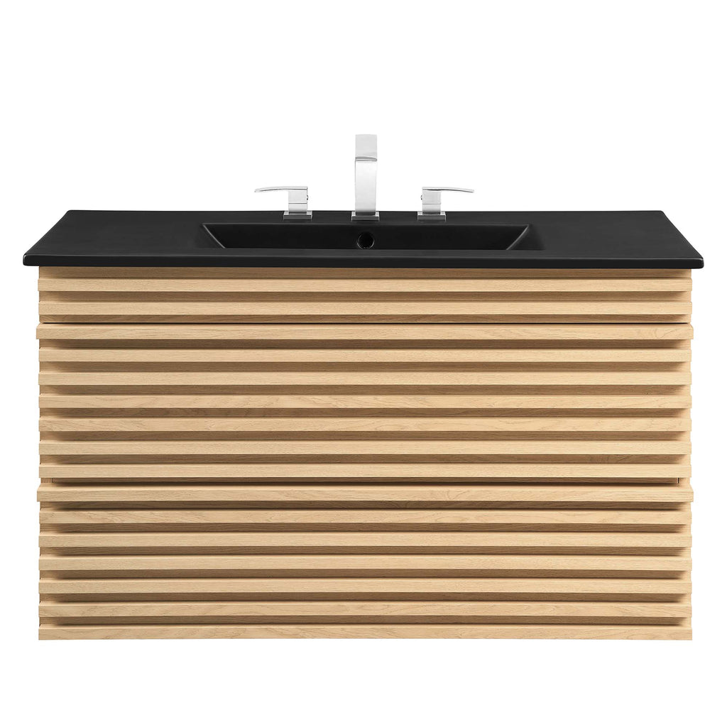 Render 36" Wall-Mount Bathroom Vanity - Oak Black