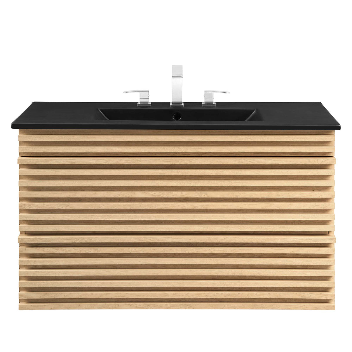 Render 36" Wall-Mount Bathroom Vanity - Oak Black