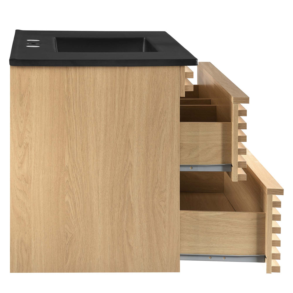 Render 36" Wall-Mount Bathroom Vanity - Oak Black