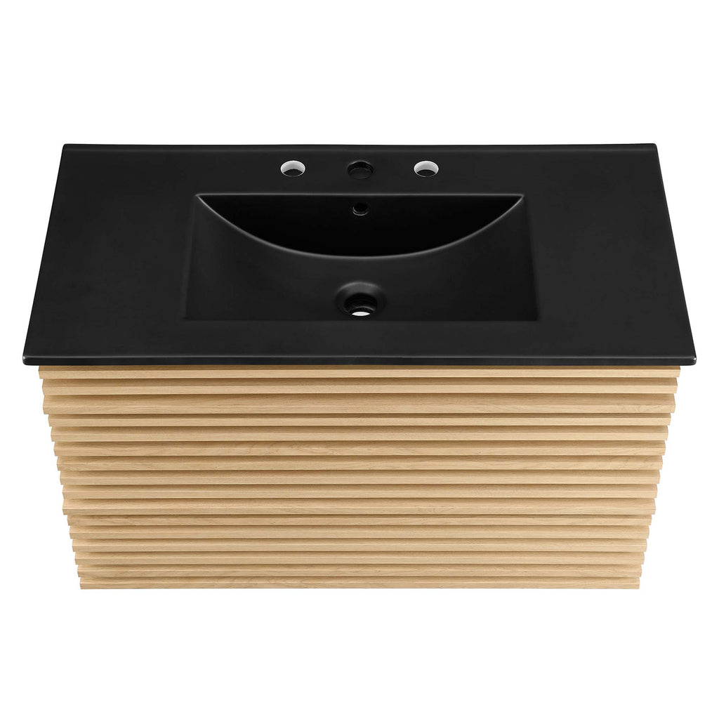Render 36" Wall-Mount Bathroom Vanity - Oak Black