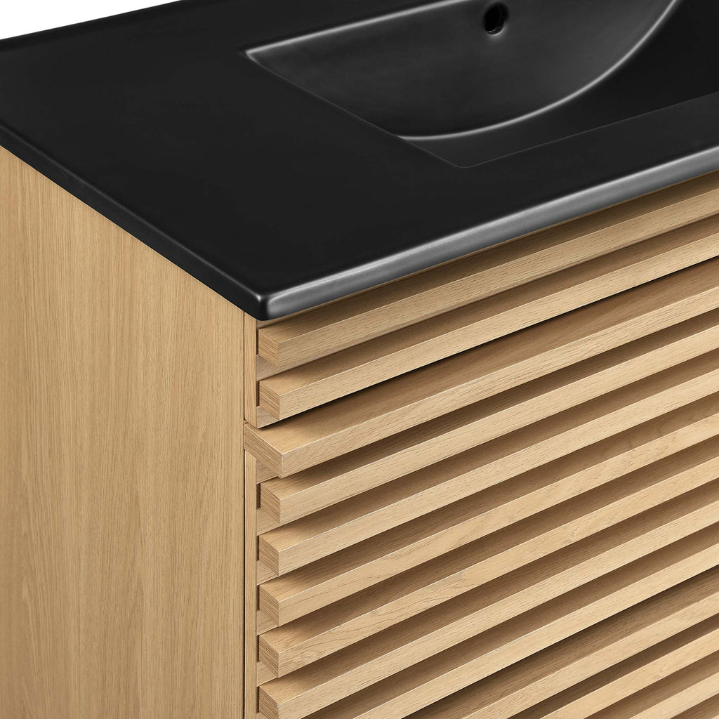 Render 36" Wall-Mount Bathroom Vanity - Oak Black