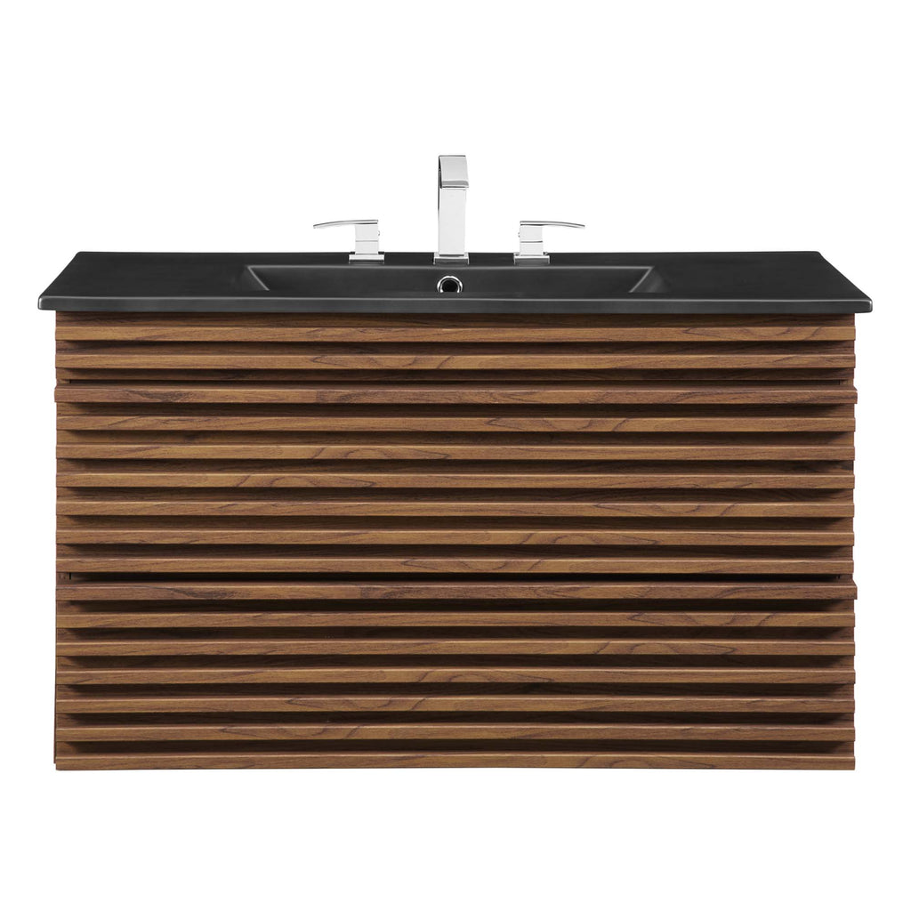 Render 36" Wall-Mount Bathroom Vanity - Walnut Black