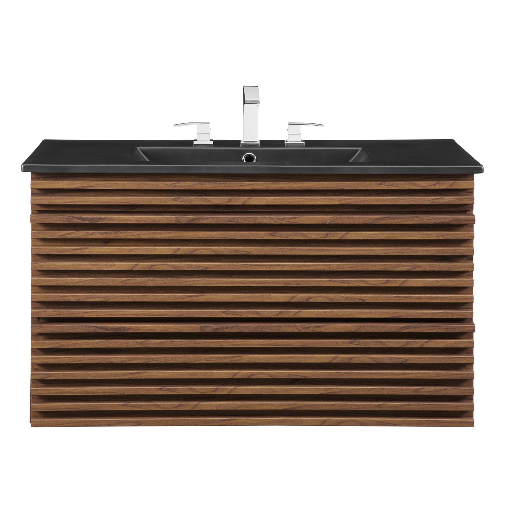 Render 36" Wall-Mount Bathroom Vanity - Walnut Black