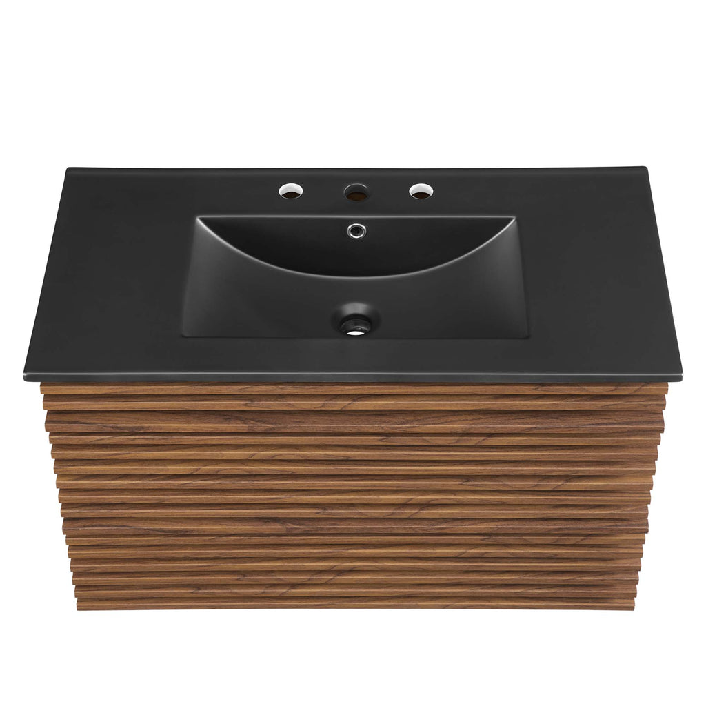 Render 36" Wall-Mount Bathroom Vanity - Walnut Black