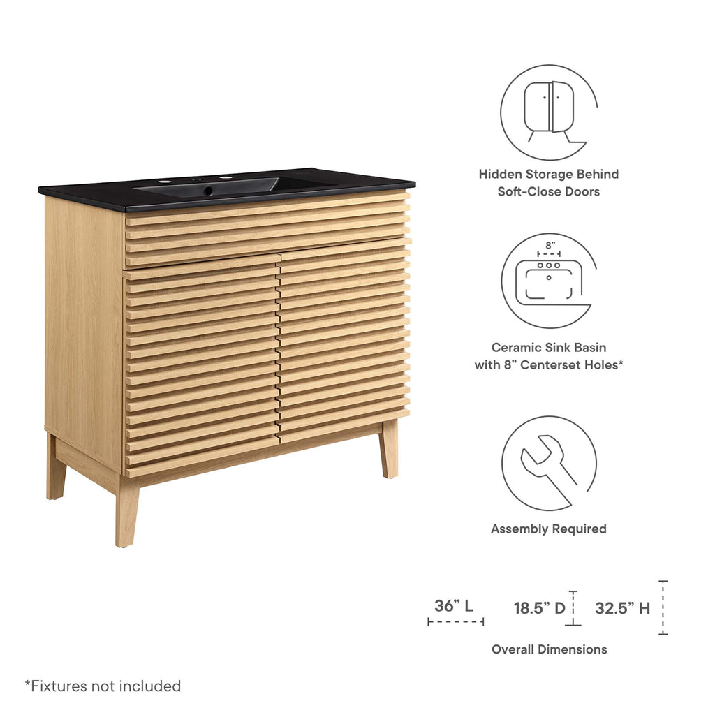 Render 36" Bathroom Vanity - Oak Black