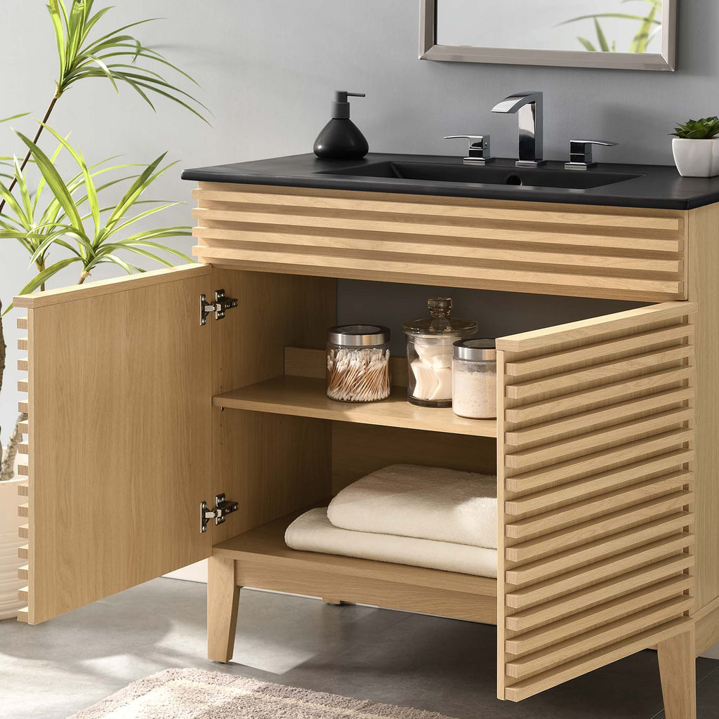 Render 36" Bathroom Vanity - Oak Black
