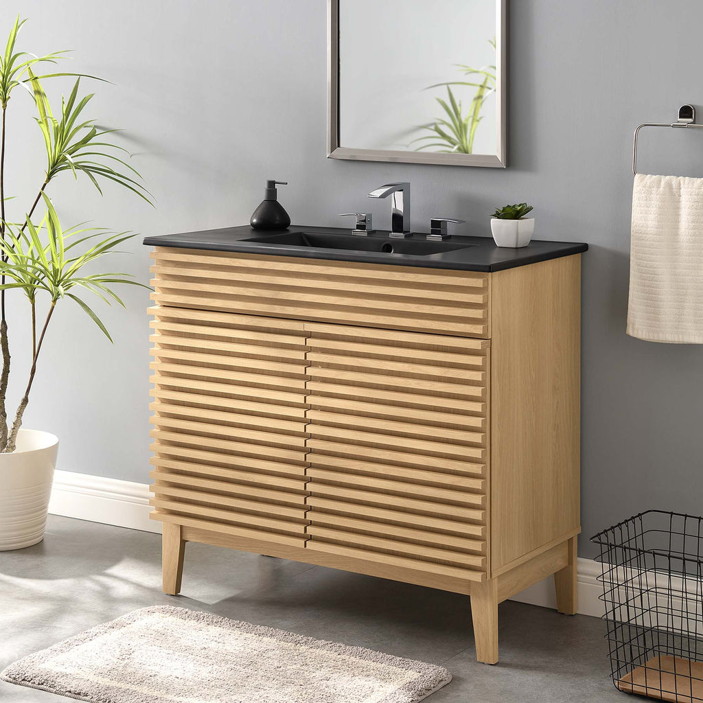 Render 36" Bathroom Vanity - Oak Black