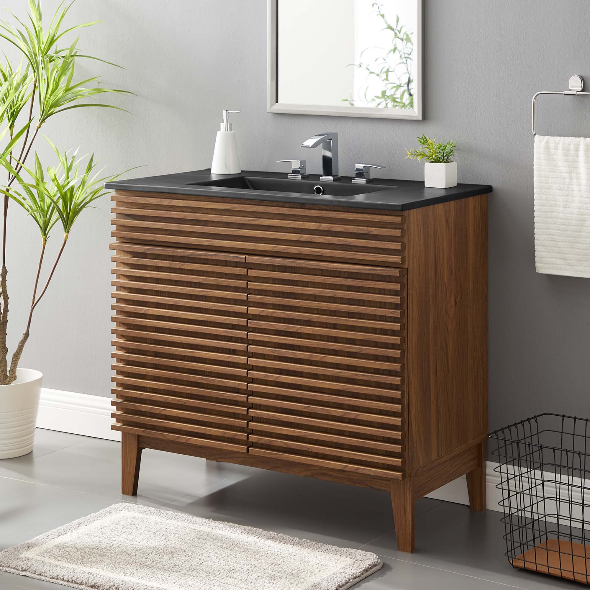 Render 36" Bathroom Vanity - Walnut Black