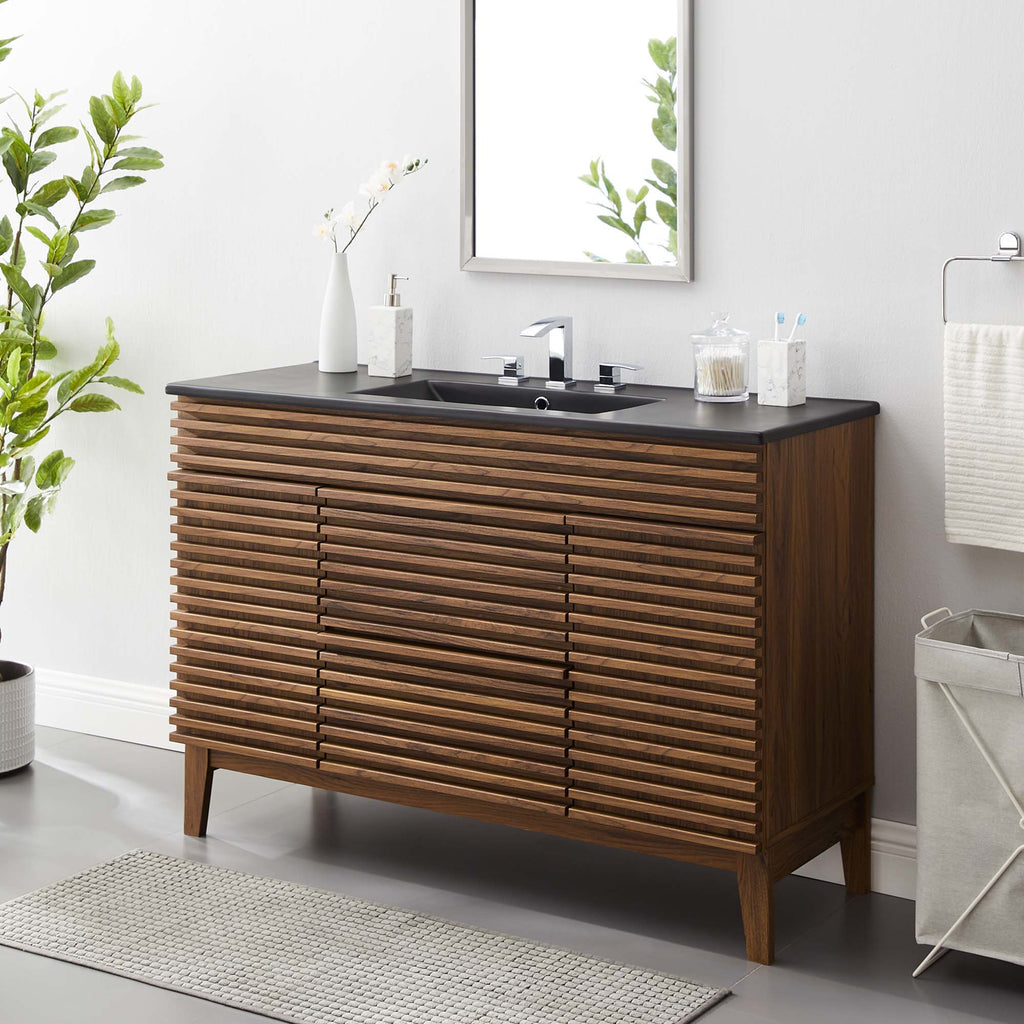Render 48" Single Sink Bathroom Vanity - Walnut Black