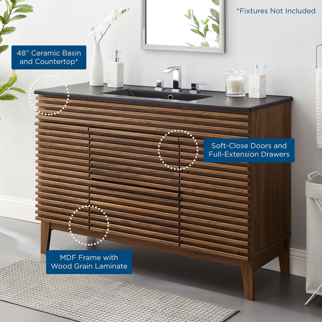 Render 48" Single Sink Bathroom Vanity - Walnut Black