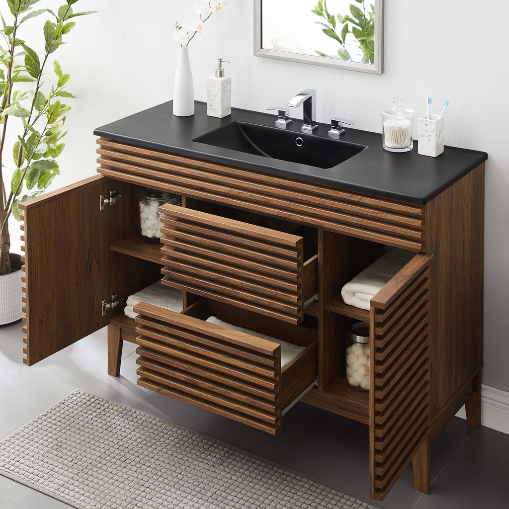 Render 48" Single Sink Bathroom Vanity - Walnut Black