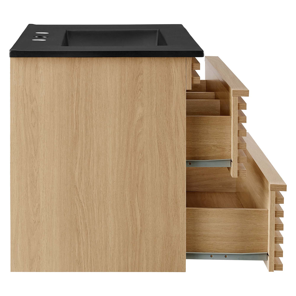 Render 30" Wall-Mount Bathroom Vanity - Oak Black