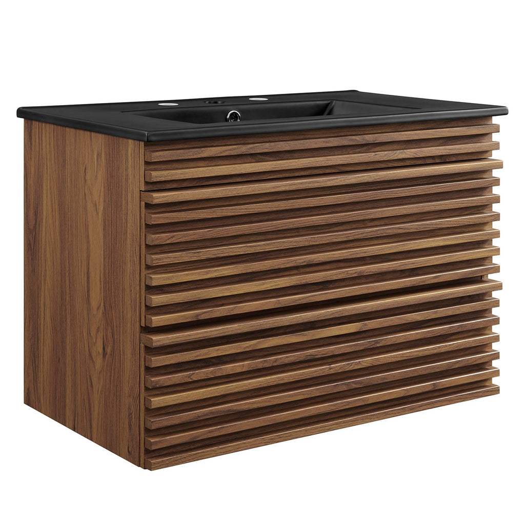 Render 30" Wall-Mount Bathroom Vanity - Walnut Black