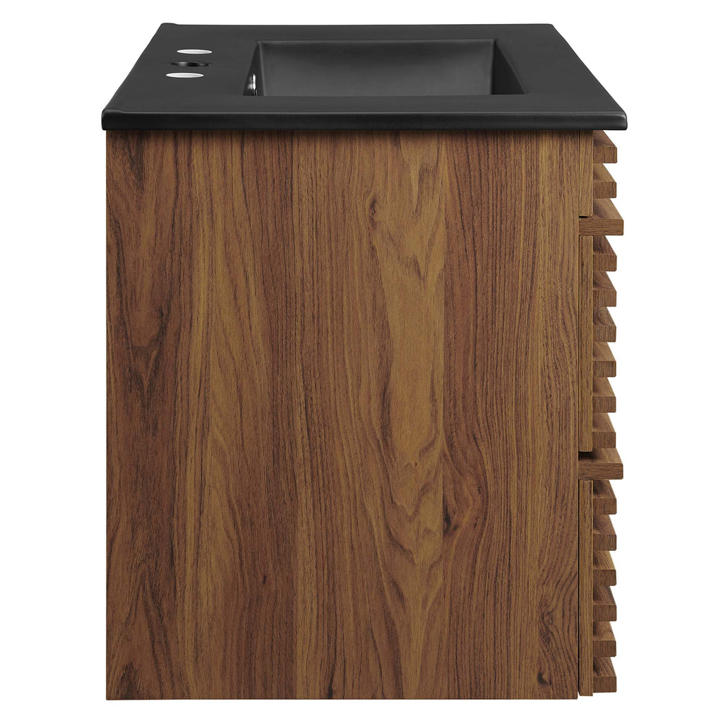 Render 30" Wall-Mount Bathroom Vanity - Walnut Black