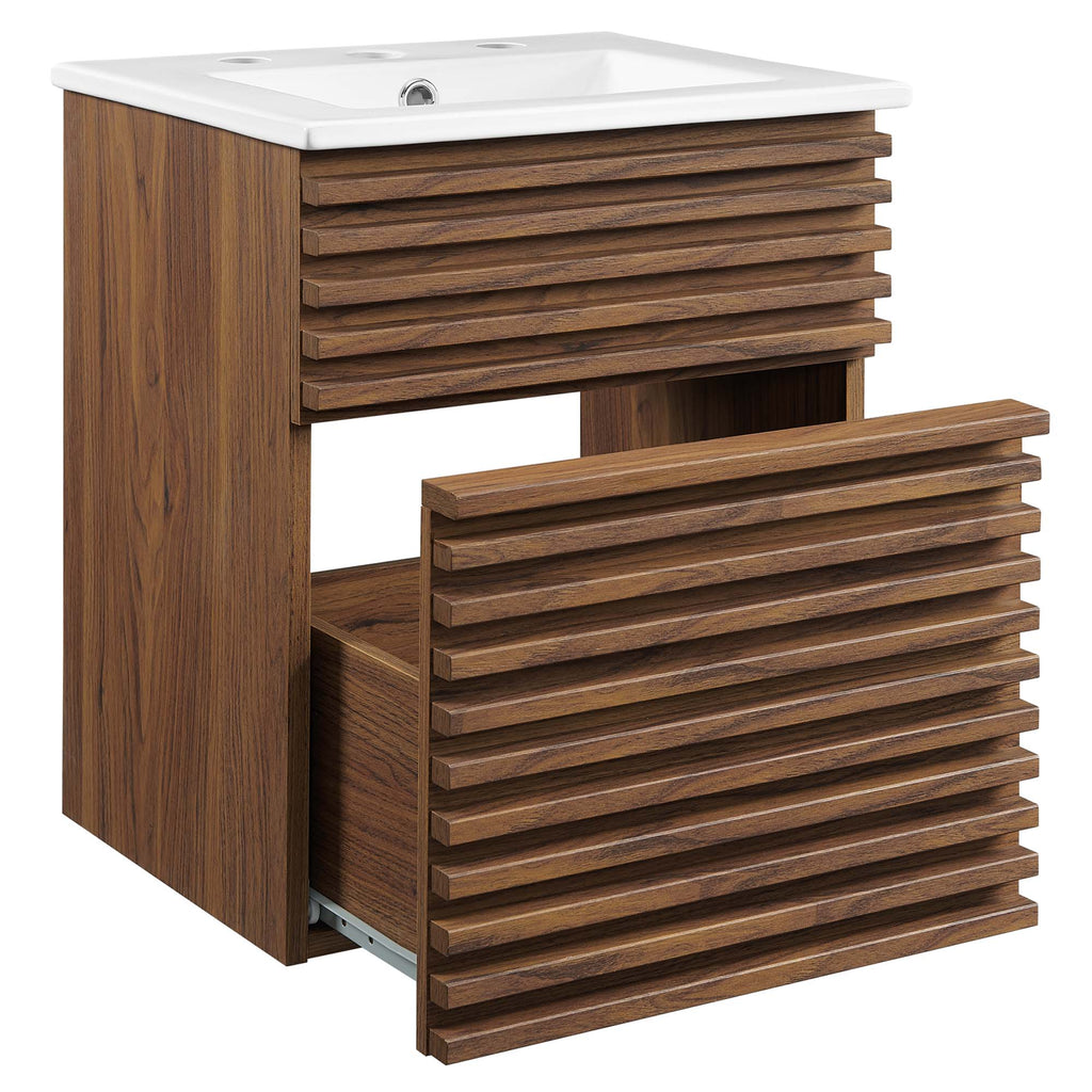 Render 18" Wall-Mount Bathroom Vanity - Walnut White