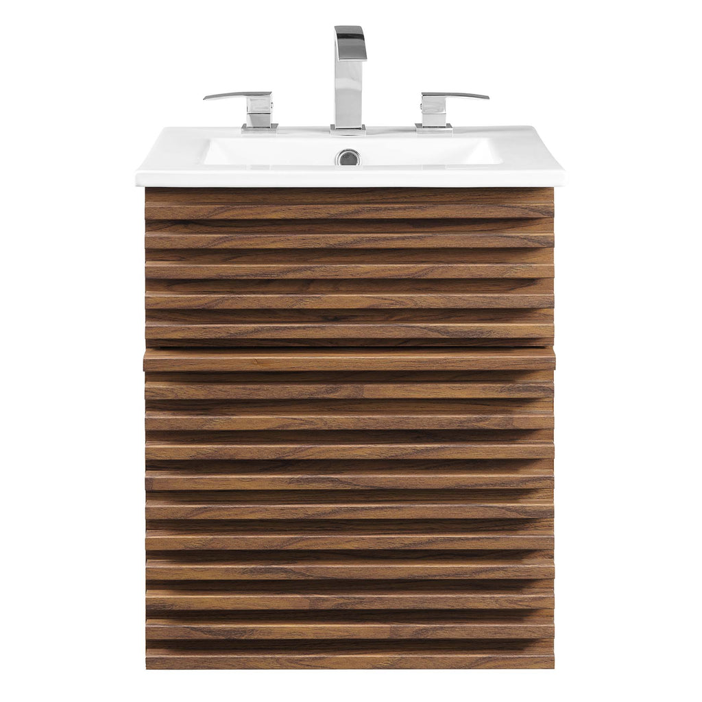 Render 18" Wall-Mount Bathroom Vanity - Walnut White