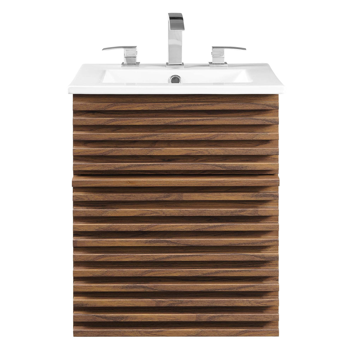 Render 18" Wall-Mount Bathroom Vanity - Walnut White