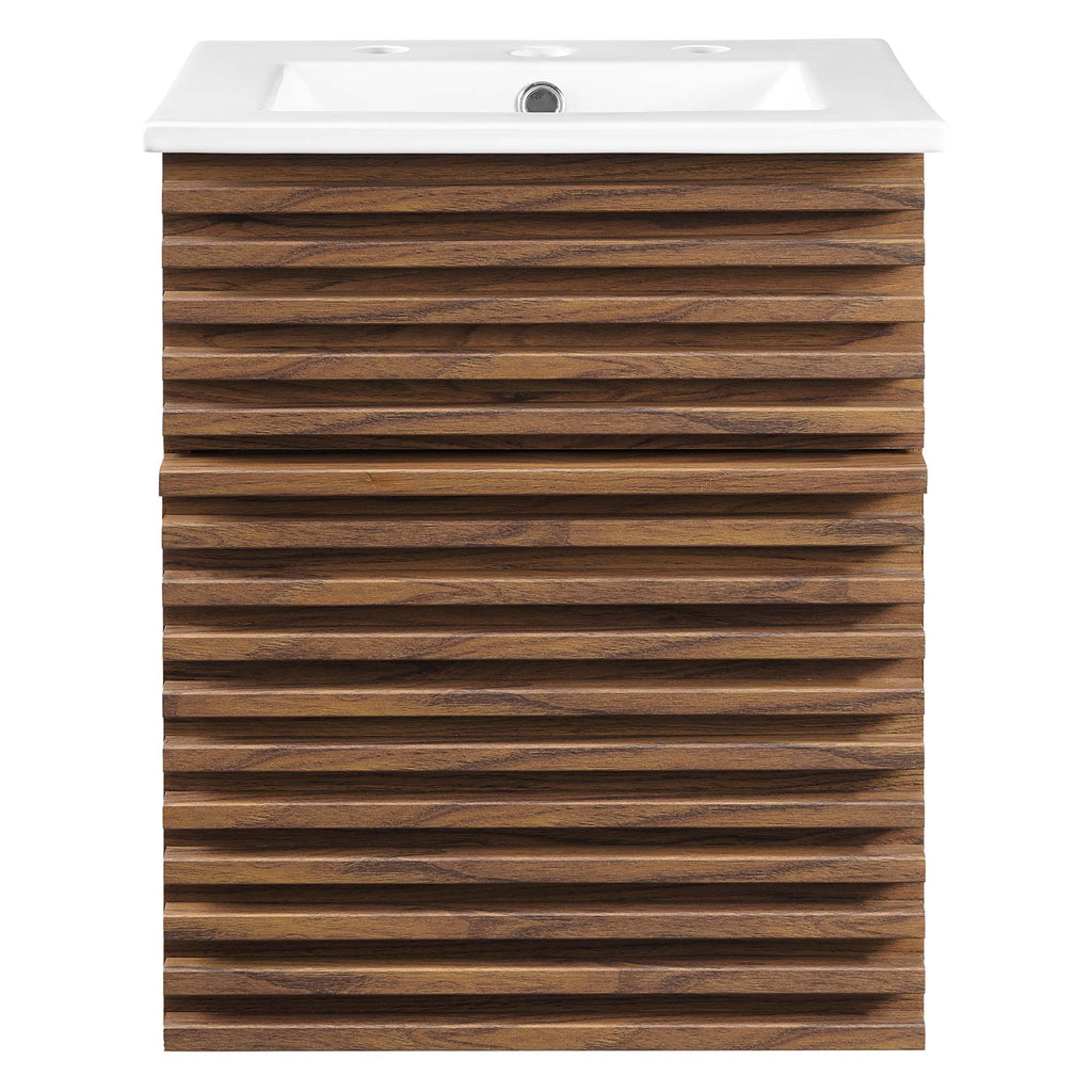 Render 18" Wall-Mount Bathroom Vanity - Walnut White