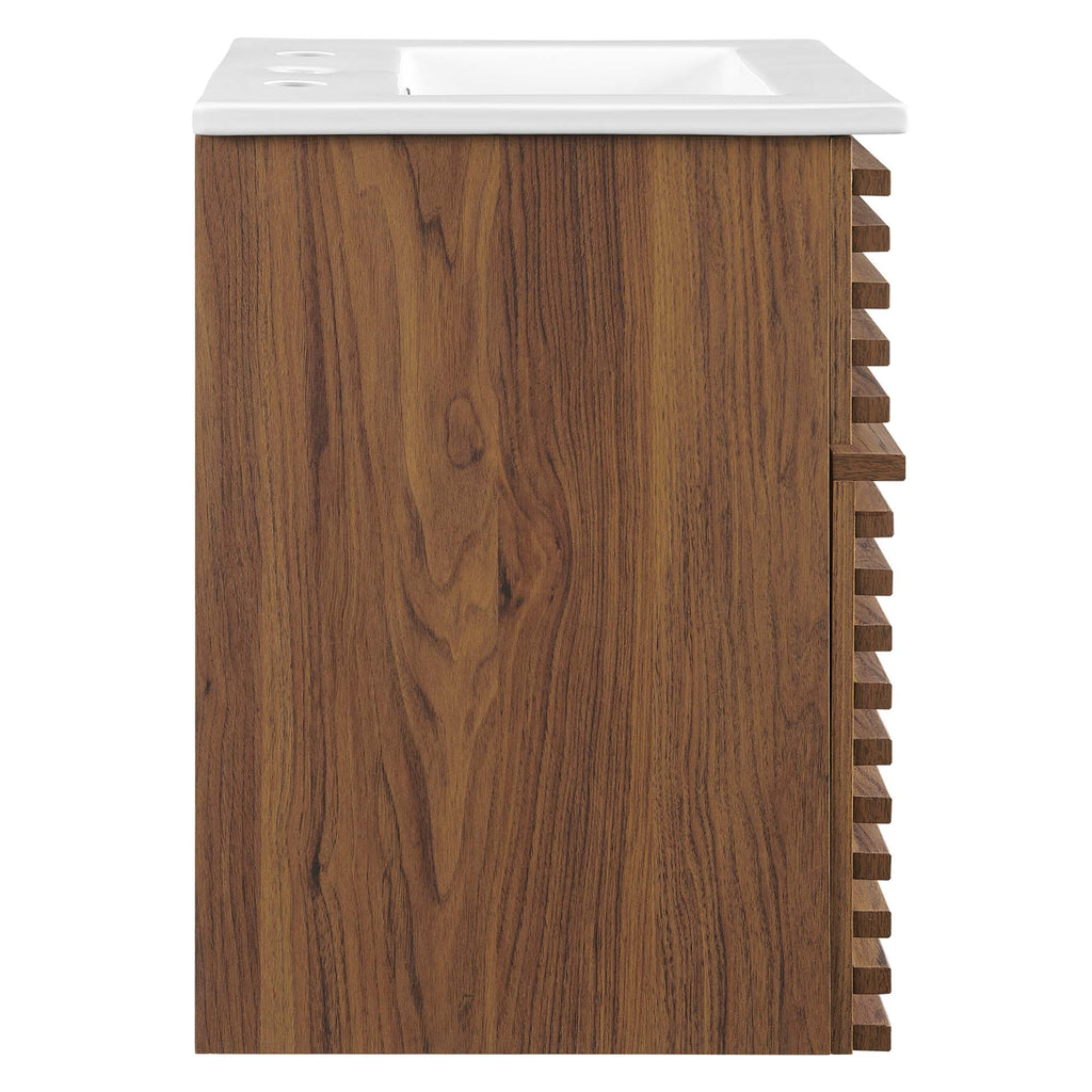 Render 18" Wall-Mount Bathroom Vanity - Walnut White