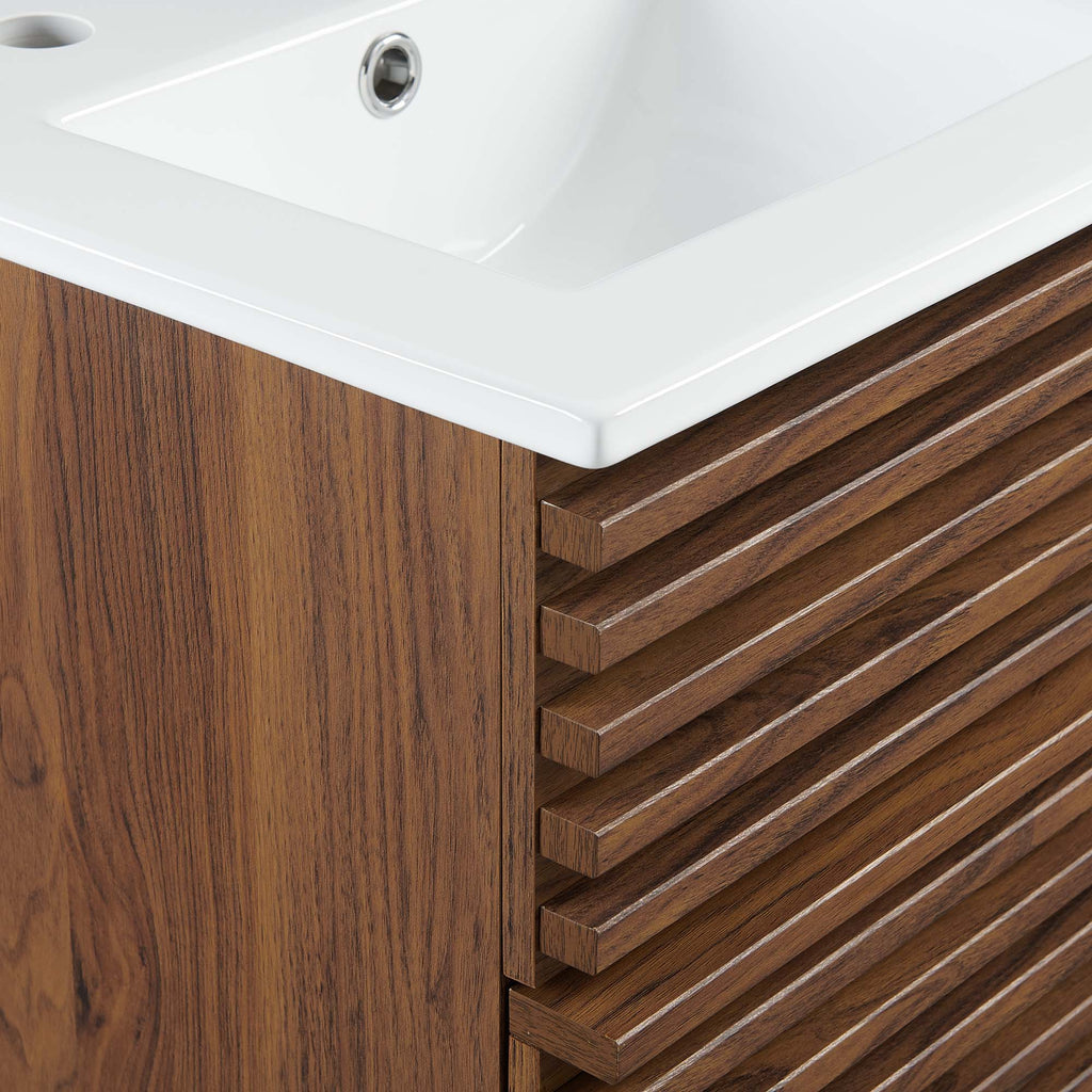 Render 18" Wall-Mount Bathroom Vanity - Walnut White