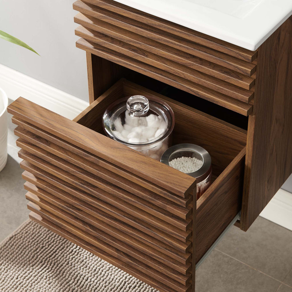 Render 18" Wall-Mount Bathroom Vanity - Walnut White