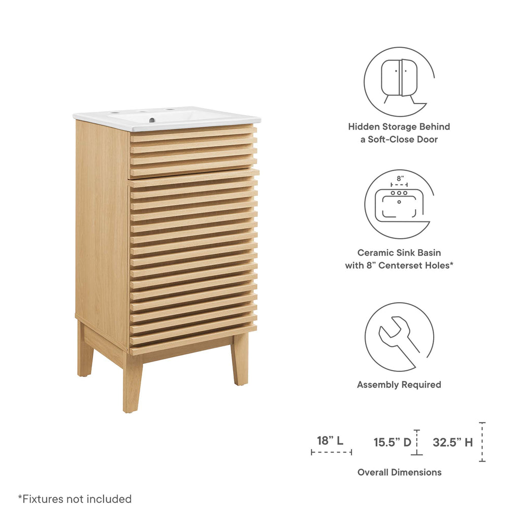 Render 18" Bathroom Vanity Cabinet - Oak White