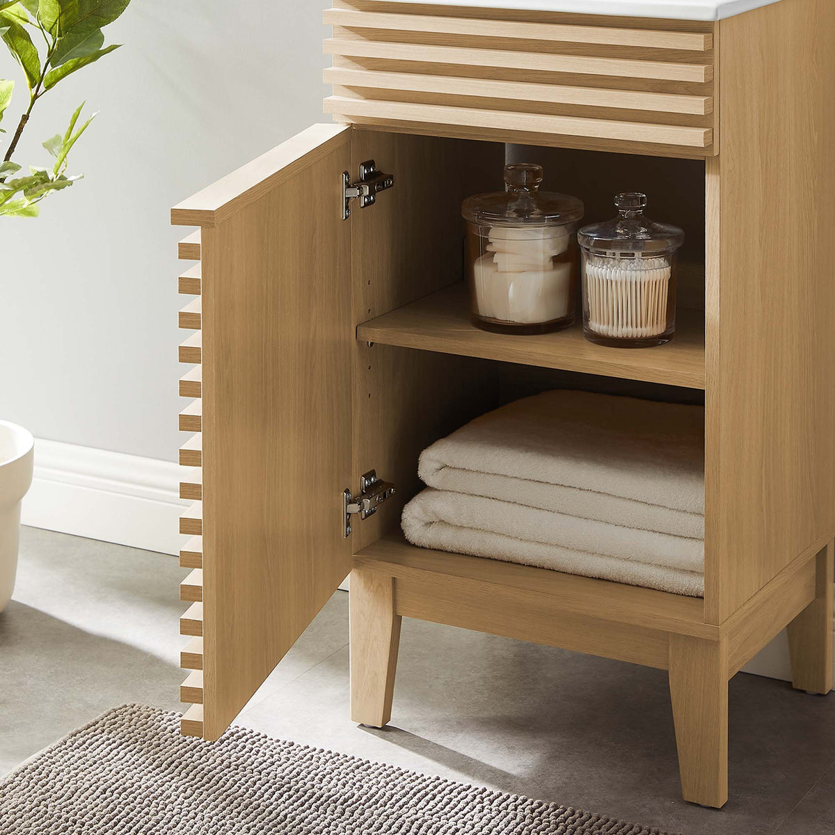 Render 18" Bathroom Vanity Cabinet - Oak White
