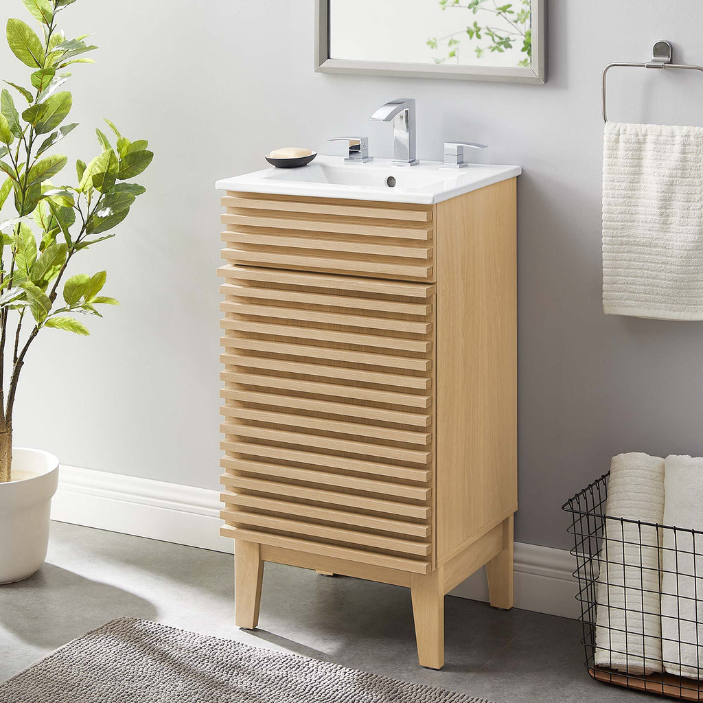 Render 18" Bathroom Vanity Cabinet - Oak White