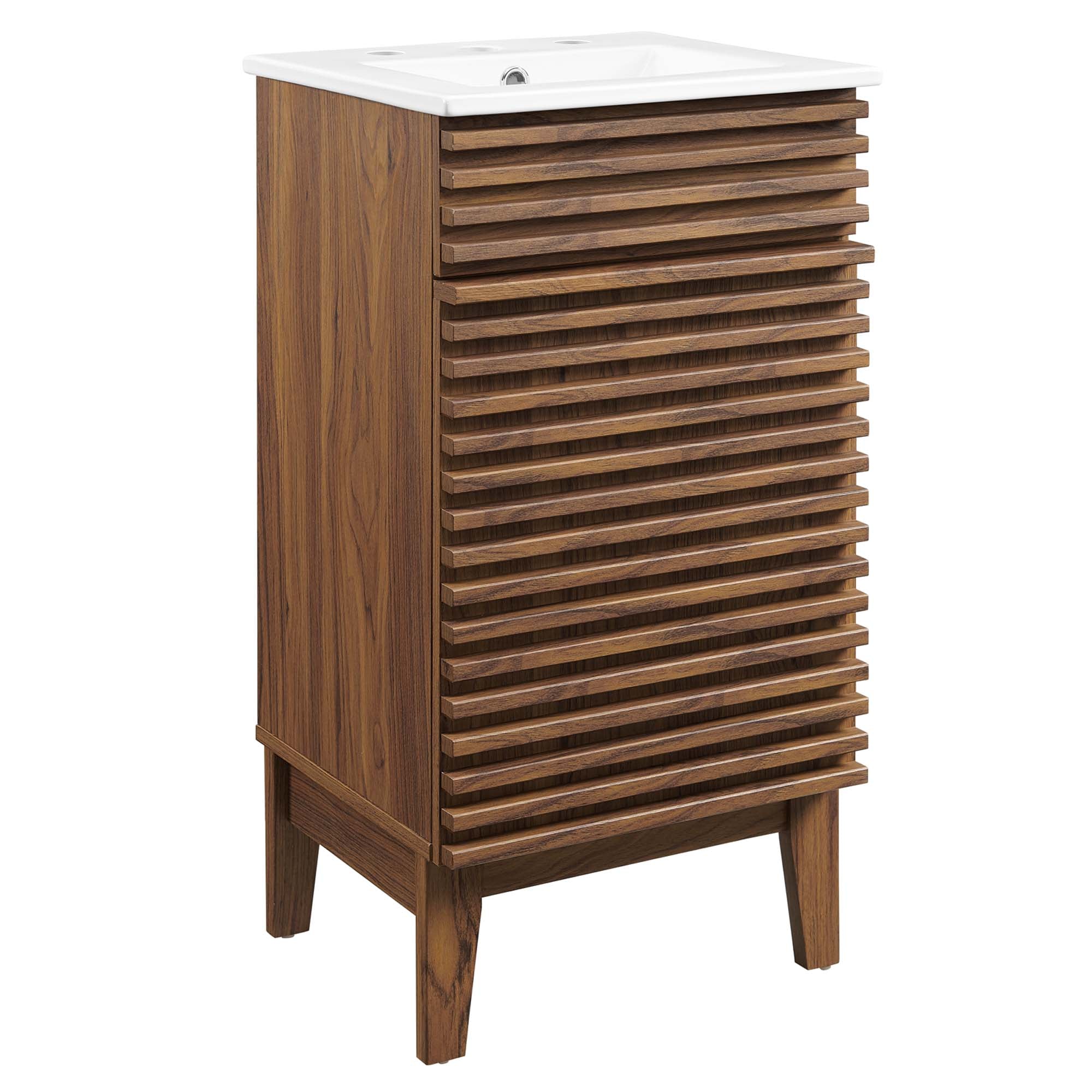 Render 18" Bathroom Vanity Cabinet - Walnut White