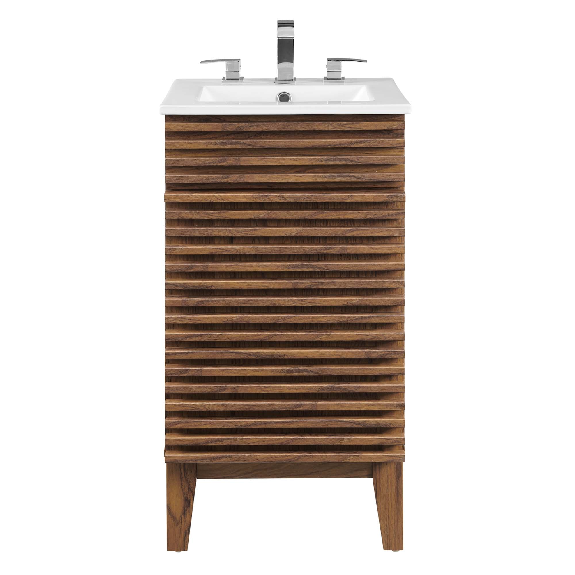 Render 18" Bathroom Vanity Cabinet - Walnut White