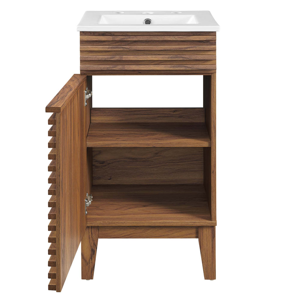 Render 18" Bathroom Vanity Cabinet - Walnut White
