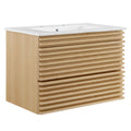 Render 30" Wall-Mount Bathroom Vanity - Oak White