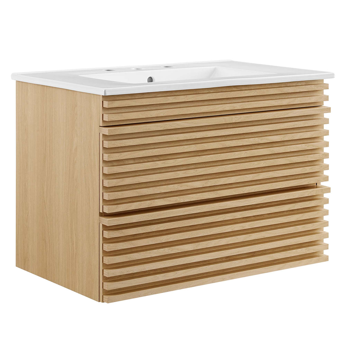 Render 30" Wall-Mount Bathroom Vanity - Oak White