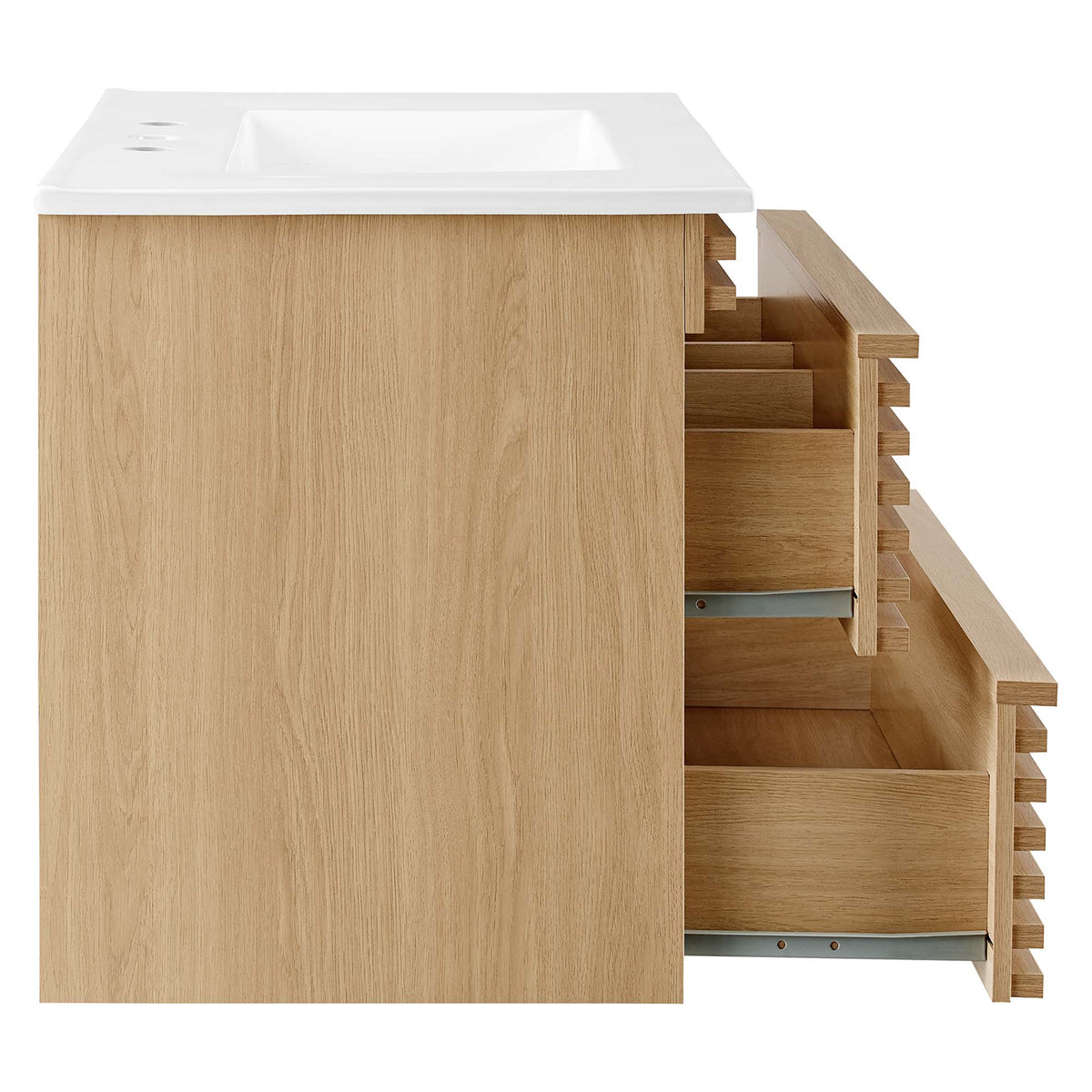 Render 30" Wall-Mount Bathroom Vanity - Oak White