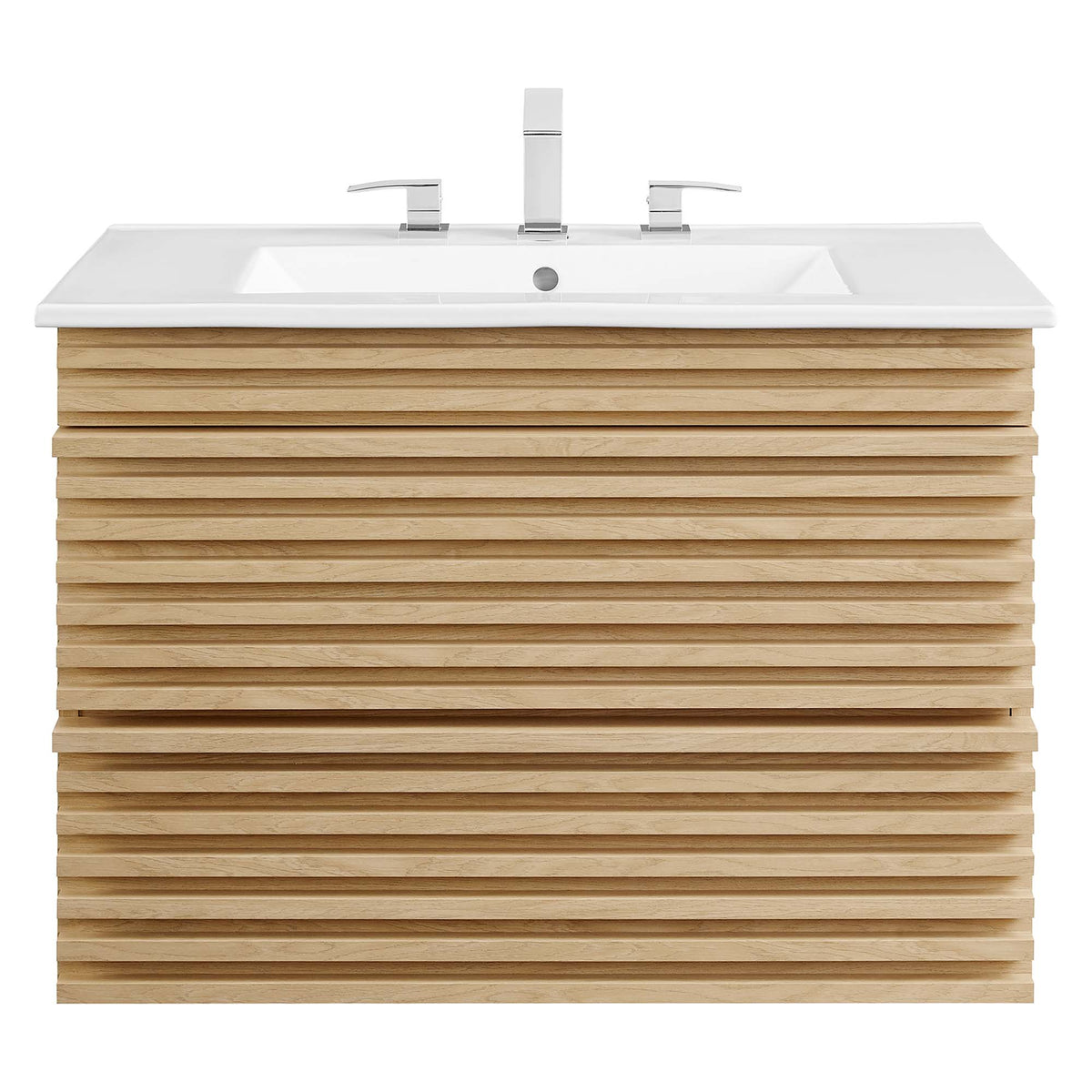 Render 30" Wall-Mount Bathroom Vanity - Oak White